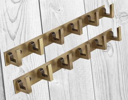 EXECLAVE Stainless Steel Copper Finish Cloth Hooks Hanger Hanging Key Clothes (Pack Of 2) Door Hanger