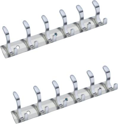 COSSIMO Duck Hanger Stainless Steel 6 Pin Cloth Hanger for Bathroom, Kitchen (Pack of 2) Door Hanger