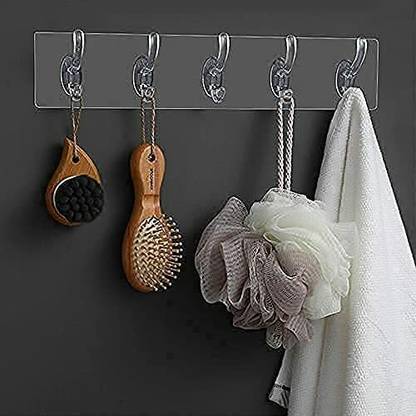 HXOSET 6pcs Self Adhesive Hooks Heavy Duty,WaterProof 10 Kg Capacity Wall Hooks Hook 6
