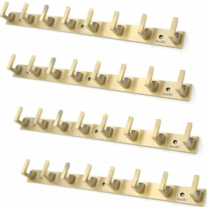 GLOXY 8 Hooks Stainless Steel Wall Mount Hanger for Hanging Clothes- Antique,(4 Pcs) Door Hanger