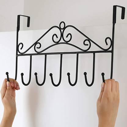 PHji Over the Door Hanger with 7 Hooks for Clothes ETC. NO Hole Drilling Require Door Hanger