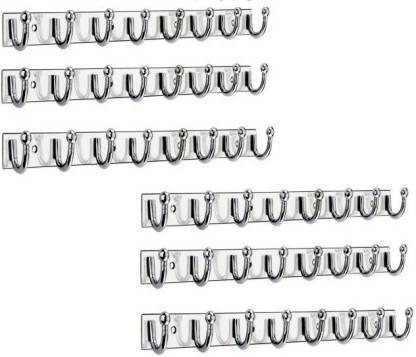 Bizaar Stainless Steel 8 Pin U Cloth Hooks Hanger Hanging Key,Clothes,Towel (Pack Of 6) Door Hanger