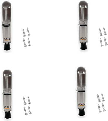 Volo SS Floor Door Stop Holder with Rubber Shoes Foot Operated Function(Pack of 4pc) Door Mounted Door Stopper