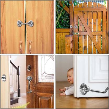 Smart Shophar SHA40GH_ROUN-SL05_P4 Heavy Duty Round Gate Hook for Wooden and Iron Doors 5 Inches Pack of 4 Door Mounted Door Stopper