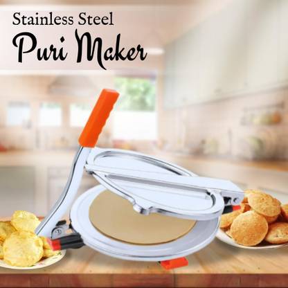 Vedamenterprise Cold 007 Heavy Quality Stainless Steel Puri Maker Press Machine with Handle Manual Dough Press