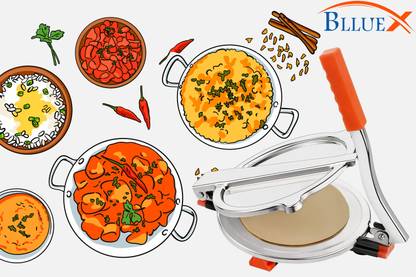Medigo Hot Heavy Quality Stainless Steel Puri Maker Press Machine with Handle Manual Dough Press