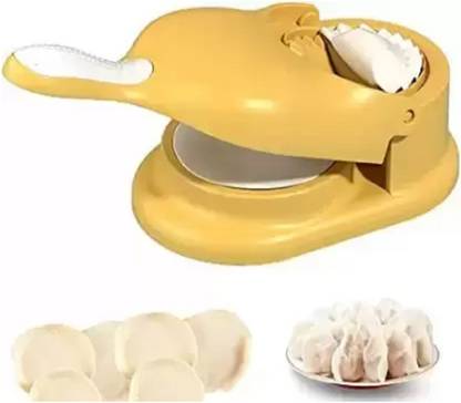 bidawat Cold Yellow Gujiya Mould Machine, Kitchen Dumpling Making Tool with Momos, Puri Maker Manual Dough Press