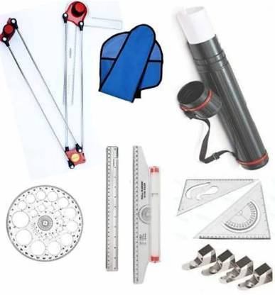 RINM Mini drafter, sheet holder box, Roller scale, pro circle for Engineering drawing Drafting Compass Set