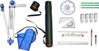DHAVLO Mini Drafter, Sheet Holder Box, Roller scale, Set squares, 2H,3H,HB Pencil Drafting Kit