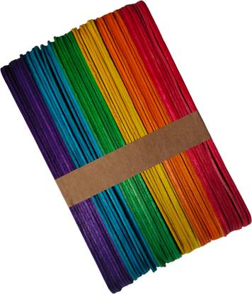 RainbowJunction RAINBOW JUNCTION® Coloured Wooden IceCreme Popsickle For DIY,Art, Crafts Drafting Kit
