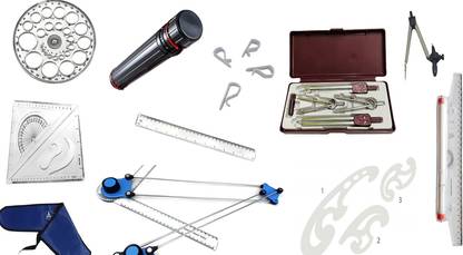 APAX Engineering Mega Combo of Mini Drafter Sheet Box French Cuve Drawing Compass ETC Drafting Kit