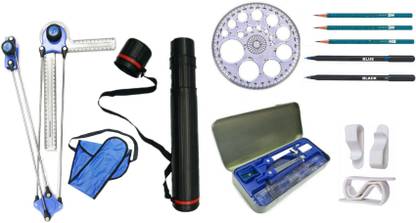 DHAVLO Mini Drafter, Sheet Holder, Geometry Box, Pro circle, Pencils, Clips Engineering Drafting Kit