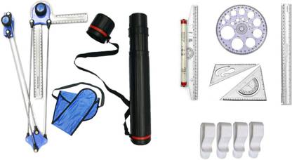 DHAVLO Mini Drafter, Sheet Holder Box, Rulers, Set Squares, Pro Circle, Plastic Clips Drafting Kit
