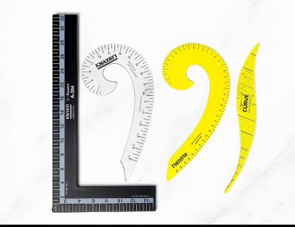 Gn tailoring material L Square Ruler, Straight Ruler 30cm, Curve Scale (Set of 4) Drafting Kit