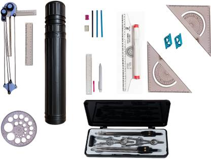 Antiquity Mini Drafter Contains Sheet Container Tube, Scales, Procircle, Set Square and Board Clips with Roller Scale for Engineering Drawing Students, Architect, Artist Drafting Compass Set (Number of 8) Drafting Kit