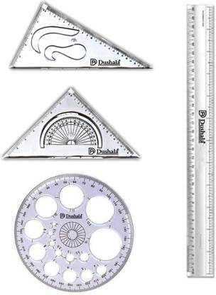 DUSHALA Set squares, Pro circle, Log scale for Engineering drawing / Professional Drafting Kit