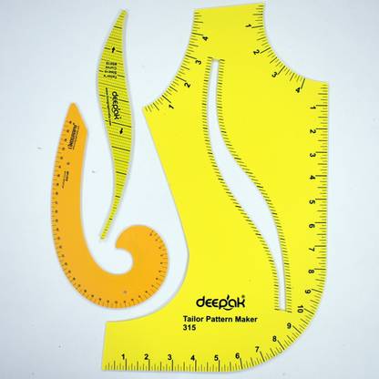 prabhas designs Pattern Scale armhole curve and yellow french curve combo 3pcs Drafting Kit