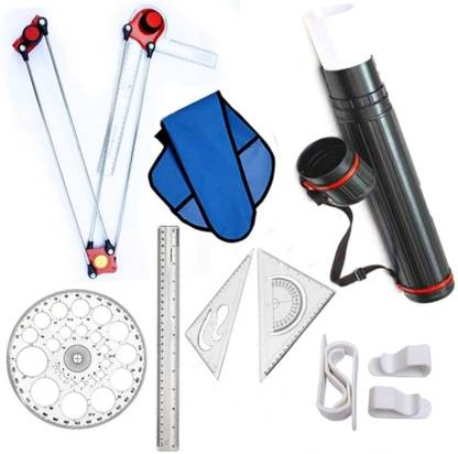 Uttam Mini Drafter, Sheet Container Tube, Scale, Procircle, Set Square & Board Clips Drafting Kit