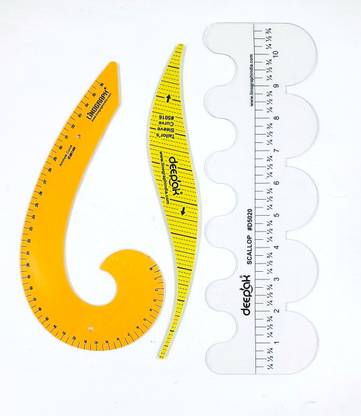 BharatSS Yellow French Curve, Scallop Scale, ArmHole Curve for Pattern Drafting Tool Drafting Kit