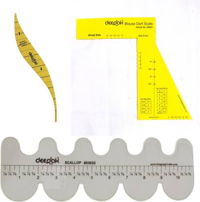 BharatSS Blouse Dart Scale, Scallop Scale, ArmHole Scale Sewing Pattern Drafting Rulers Drafting Kit