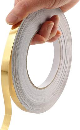 Padchaaya Floor Tiles Gold Foil Lines Metalized Mirror Tape, Self-Adhesive Tile Sticker Drafting Tape
