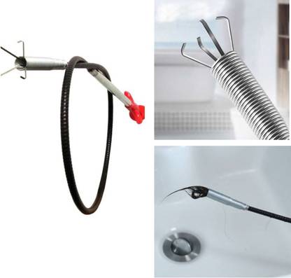 MYORA Drain Pipe Cleaning Spring Hair Catching Drain Pipe Cleaning Claw Wire 5ft 160cm Crystal Drain Opener