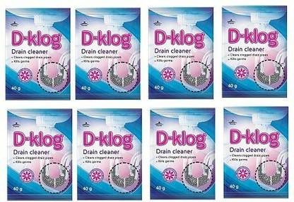 Pidilite D-Klog Drain Cleaner, unclogs Washbasin, Septic Tank in 30 mins, 320g, Pack of 8 Powder Drain Opener  (320 g, Pack of 8) at Rs. 80