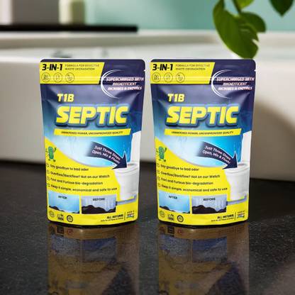 T1B Septic Cleaner Supercharged with MagnEfficient Microbes & Rapid Acting Enzymes Powder Drain Opener