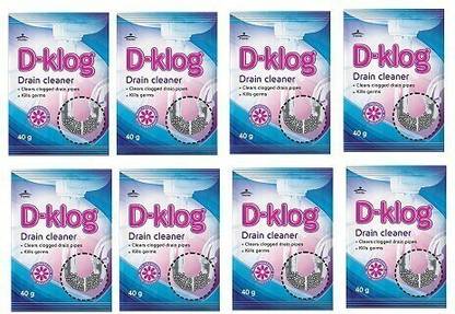 Pidilite D-Klog Drain Cleaner, unclogs Washbasin, Septic Tank in 30 mins, 320g, Pack of 8 Powder Drain Opener