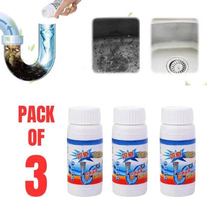 AshmakamMart 3 PCS Drain Cleaner Foam | Instant Sink & Toilet Clog Remover Solution Powder Drain Opener