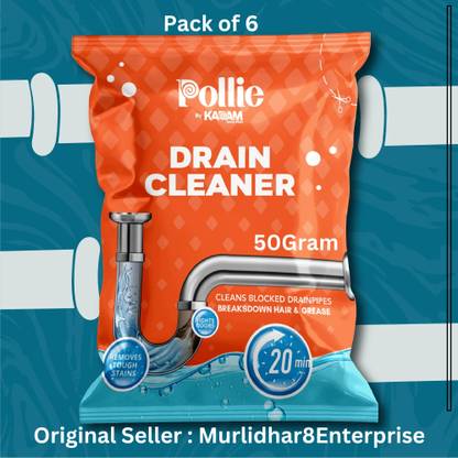 caster DRAINEX POLLIE_001_DRAIN CLEANER 50 GM (PACK OF 6) Powder Drain Opener