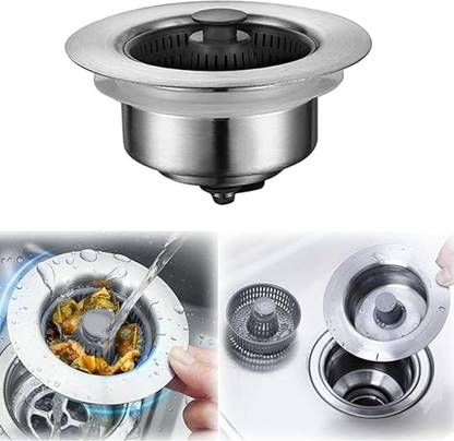 BRIZINGER Kitchen Sink, Basin, Bathroom Sink, Bathtub Stainless Steel Pop-Up Strainer