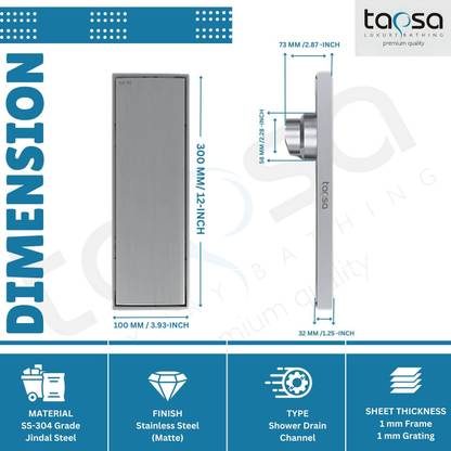 Tapsa Floor Stainless Steel Push Down Strainer