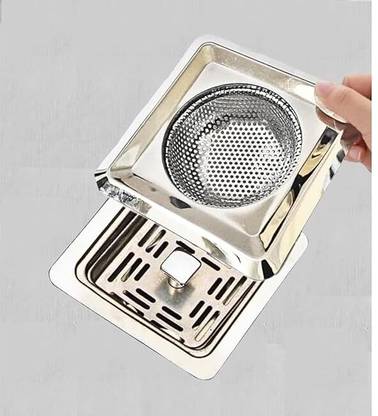SSCUA Kitchen Sink, Basin Stainless Steel Push Down Strainer