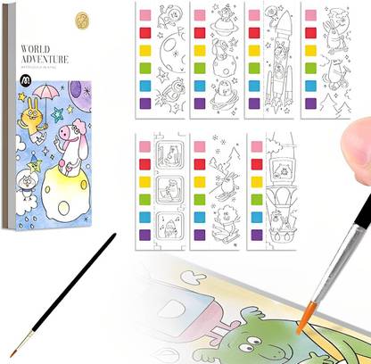 SEASPIRIT Color Magic Book for Kids Activity Books for 20 Sheet Cartoon Painting kit&Brush