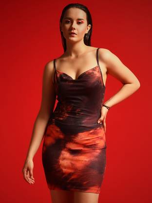 TANDUL Women Bodycon Brown Mini/Short Dress