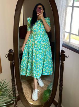 Women Fit and Flare Green Dress