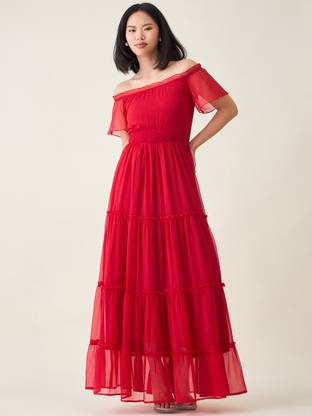 AAYU Women Maxi Red Full Length Dress