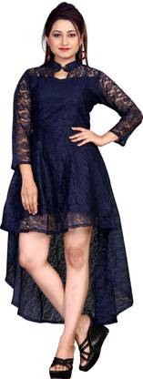 Women High Low Blue Dress