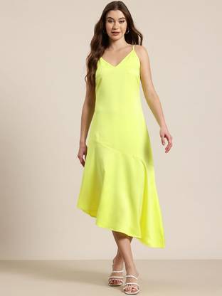 HERE&NOW Women A-line Green Midi/Calf Length Dress
