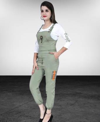 Women Light Green Dungaree