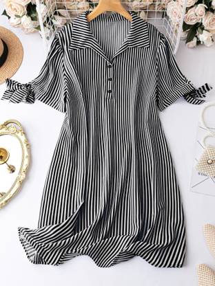 Leriya Fashion Women Shirt Black Above Knee/Mid Thigh Length Dress
