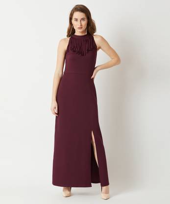 Miss Chase Women Sheath Maroon Maxi/Full Length Dress