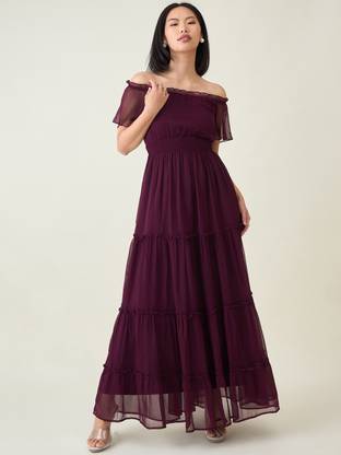 AAYU Women Maxi Purple Full Length Dress