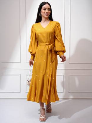 Tokyo Talkies Women Maxi Multicolor Midi/Calf Length Dress