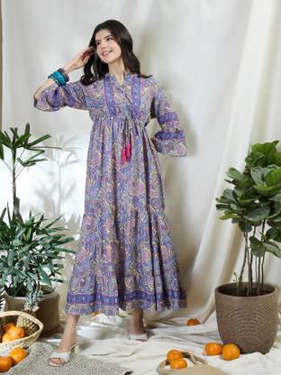 DRAPE AND DAZZLE Women Maxi Purple Full Length Dress