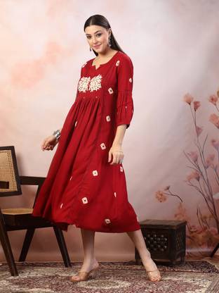 Stylum Women Printed, Embroidered Ethnic Dress Kurta