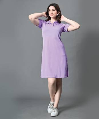 DreamBe Women T Shirt Purple Below Knee Dress