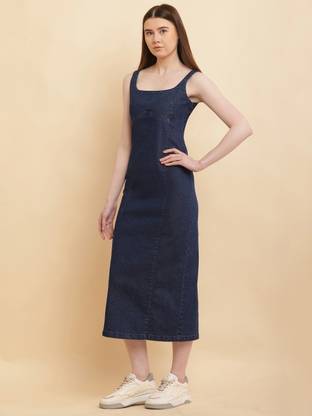 Puella Women A-line Dark Blue Ankle Length Dress