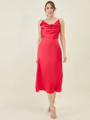 AAYU Women A-line Red Below Knee Dress